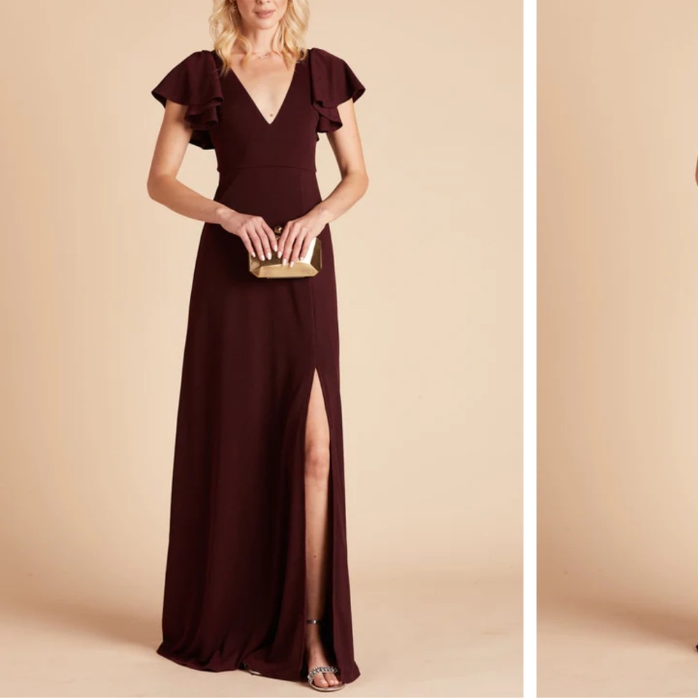 Hannah crepe dress - fluttersleeve bridesmaid’s dress in Cabernet